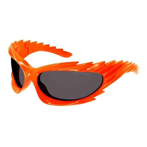 NEW BALENCIAGA SPIKE RECTANGLE SUNGLASSES IN ORANGE - Picture 2 of 9